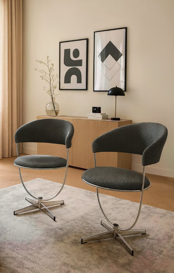 2 X Arne Dahléns Voor Dalum – Eetkamerstoelen, Chrome (photo 2 of 15)