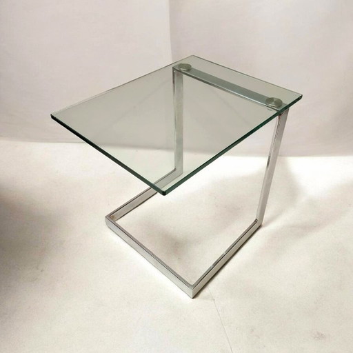 Vintage Gebra Bjzettafel van Glas en Chroom