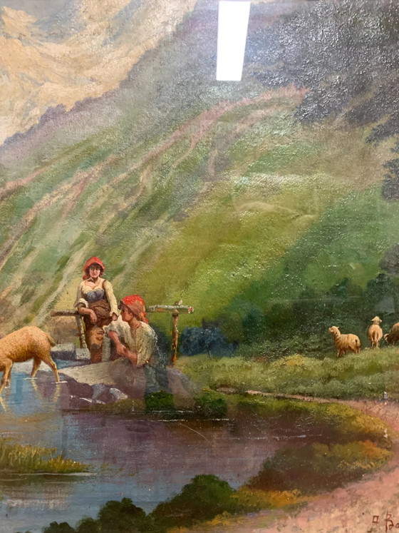 Double peinture à l'huile sur toile par Arnaldo Bartoli, années 1950, Peintures et dessins (photo 5 sur 10)