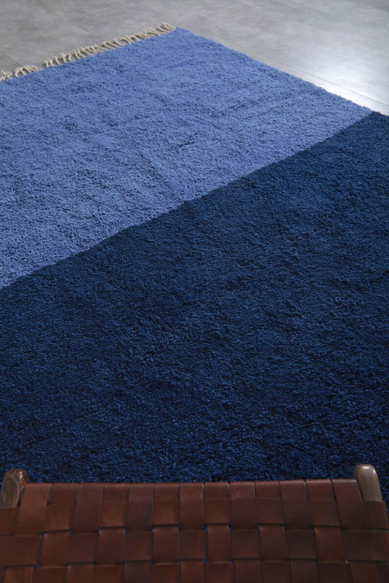 Image 1 of Custom moroccan rug blue - Berber area rug - Beni ourain rug - Handmade rug - Genuine lamb wool - Moroccan rug - Blue rug
