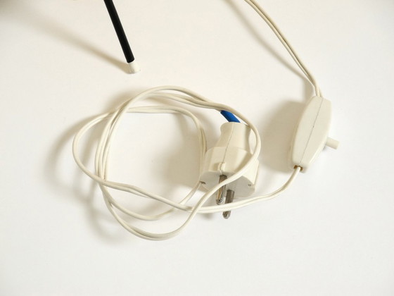 Image 1 of Two beautiful Mid Century modern tripod raffia table lamps