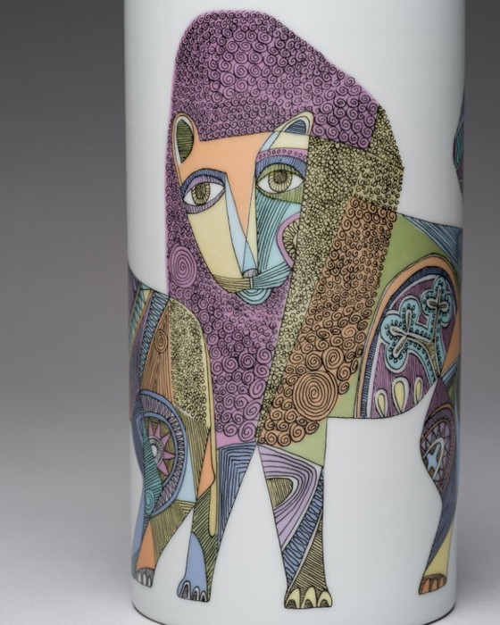 Image 1 of Rosenthal Studio-Line “Lions” Designer Vase Duo Cuno Fischer & Bjørn Wiinblad