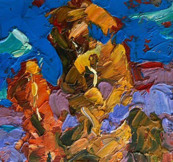 Image 1 of Original Oil Painting Summer Nature Landscape The rustle of trees in the wind