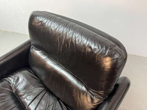 Image 1 of Mid-Century Italian Design Black Leather Lounge Chairs by Titina Ammannati & Giampiero Vitelli for Brunati, Italy, set/2, 1970s