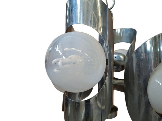 Image 1 of Iconic 1970s Vintage Chandelier – Space Age Design in Chrome Iron