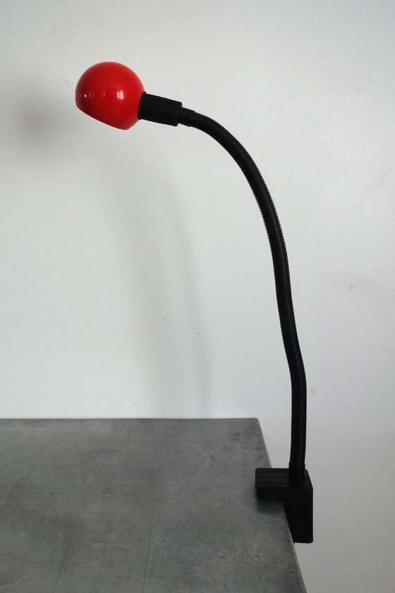 Image 1 of Vintage black and red clip-on desk lamp