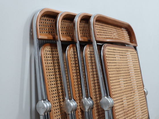 Image 1 of Set aus 4 Plia-Stühlen aus Holz und Wiener Stroh von Castelli aus den 1970er Jahren