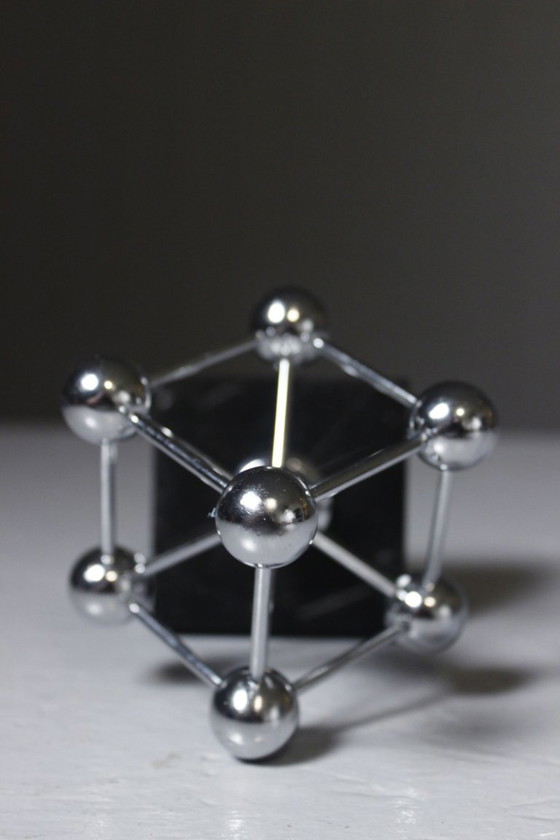 Vintage Atomium Beeldhouwkunst chroom & marmer Wereldtentoonstelling 1958 – Steen, Metaal (photo 6 of 6)