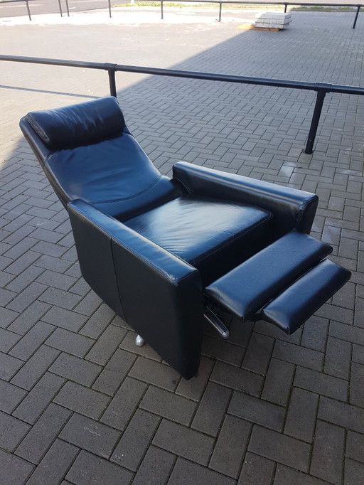 Sillón Relax vintage de piel negra de primera calidad Göte Mobler