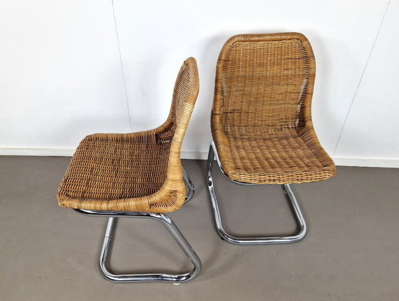 Image 1 of Juego de dos sillas Rohé Noordwolde | Ratán y cromo