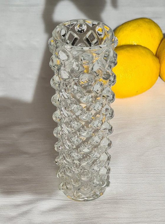 Pavel Pánek - Brutalism - small pressed glass vase - Libochovice glassworks / Sklo Union 70s (photo 3 of 11)