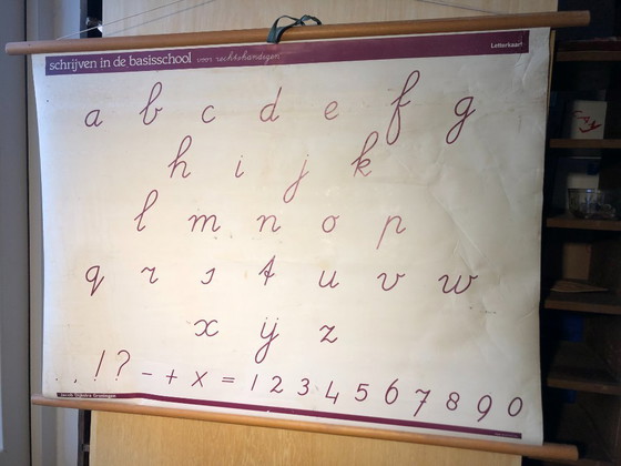 Image 1 of Tabella scolastica vintage per la scrittura - 90 x 70 cm, fronte-retro