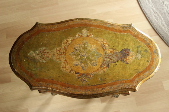 Image 1 of Florentine side table, wood - made in Italy - coffee table - rare - vintage