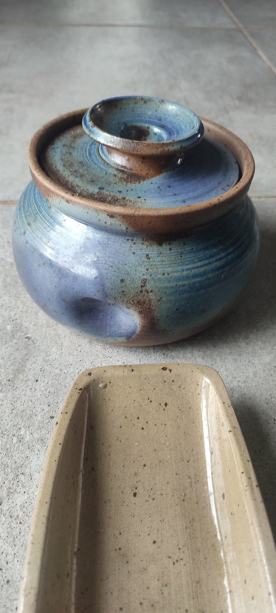 Image 1 of Vintage geglazuurd aardewerk servies, gesigneerd Béceleuf