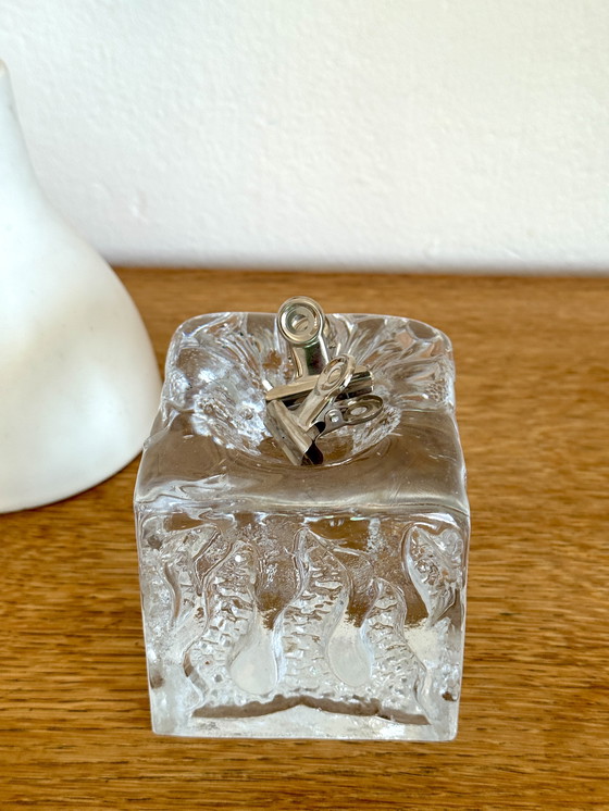 Image 1 of Vintage brutalistische glazen kandelaar Kurt Wokan voor Ingrid Glas jaren 60.