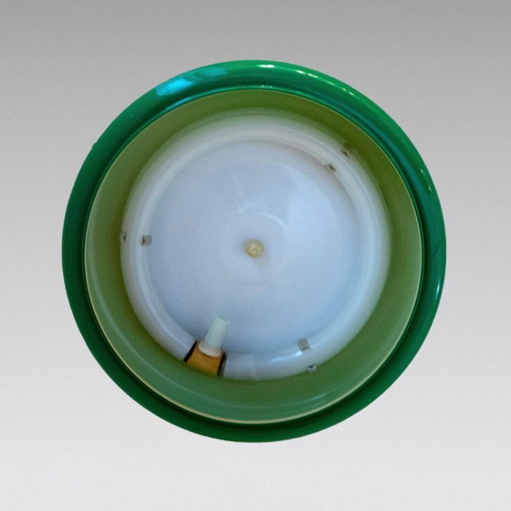 Image 1 of 2x Lampadari a sospensione vintage da biliardo verde italiano, anni '70