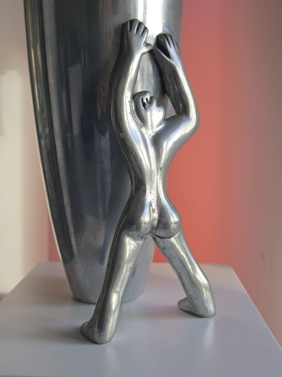 Vaso Design Originale Carrol Boyes - Large Leaning Man (35 cm) - Alluminio, Vasi, Argentato (foto 11 di 11)