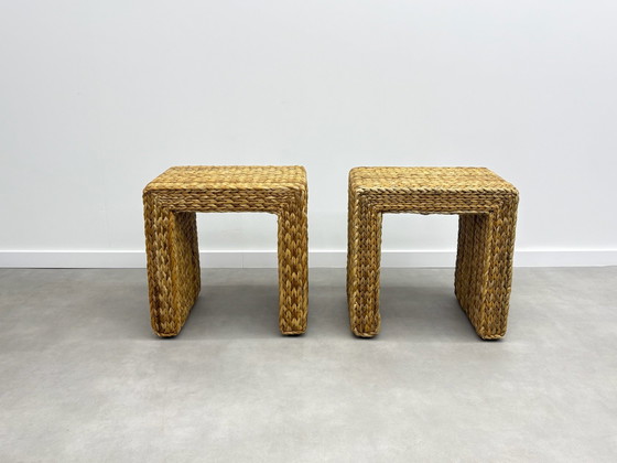 2 x Tavolini / comodini / sgabelli Japandi , Boho, Altro, Marrone (foto 12 di 13)
