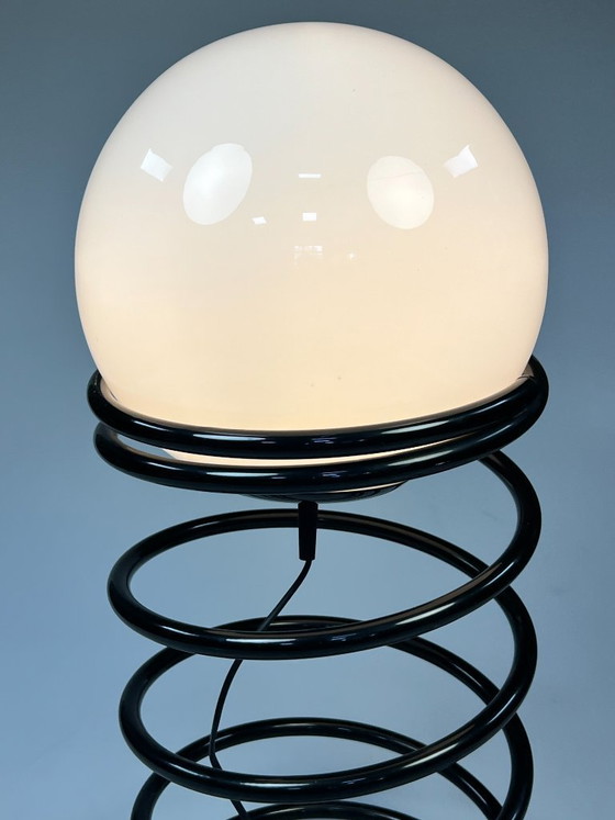 Image 1 of Vintage XL Woja Black Spiral Lamp, Globe Lamp, Netherlands 70's