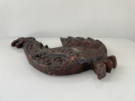 Rare brutalist ceramic rooster wall sculpture, Multi Color (photo 17 of 20)