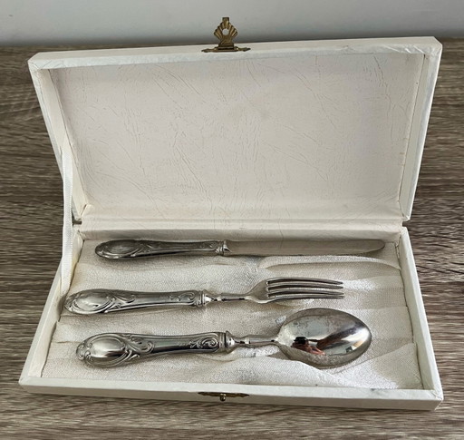 Set of 3 Solingen hallmarked silver-plated cutlery 800