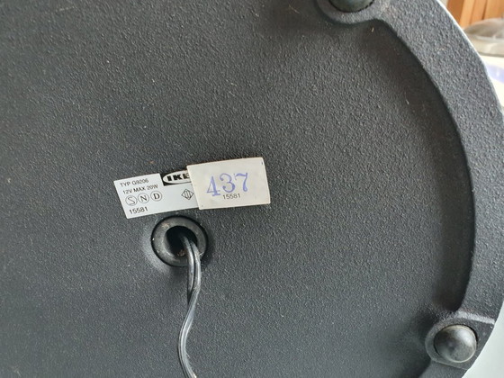 Zeldzame Vintage IKEA Booglamp 'Typ G9206' Met Blauw Geribbelde Matglazen Kap – Jaren '90 – Vloerlampen, Metal (photo 8 of 8)