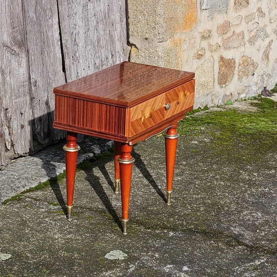Image 1 of VALENTINES OFFER - French Mid Century Nightstand-French Vintage Bedside Table-High Gloss Finish-60s