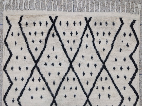 Image 1 of Tapis berbère - 305 cm x 208 cm - blanc et noir Laine