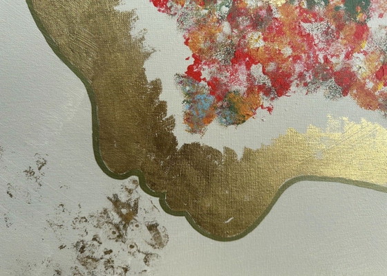 Image 1 of 2 faces, acrylic on linen and 23 3/4 carat gold leaf