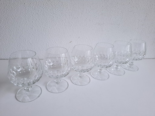 6 bicchieri da brandy/cognac in cristallo vintage fatti a mano