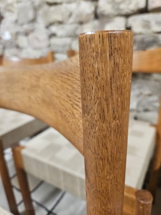 Image 1 of Set di 6 sedie in teak, anni '60, con cinghie elastiche