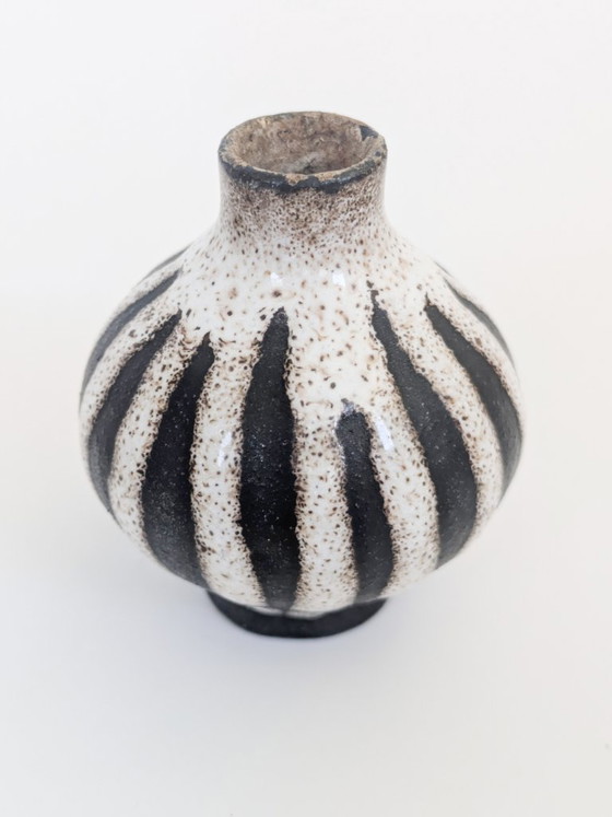 Image 1 of Monika Maetzel Studio Ceramic Duo Hambourg années 1960 Bougeoir Vase bourgeon Noir Blanc