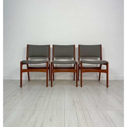 3x Chaises de salle à manger danoises en teck par Erik Buch pour Anderstrup Møbelfabrik années 60