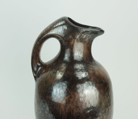 Image 1 of ruscha art VASE Krug Tropfglasur Schattierungen von lila schwarz braun 1970 80er Jahre Modell 370