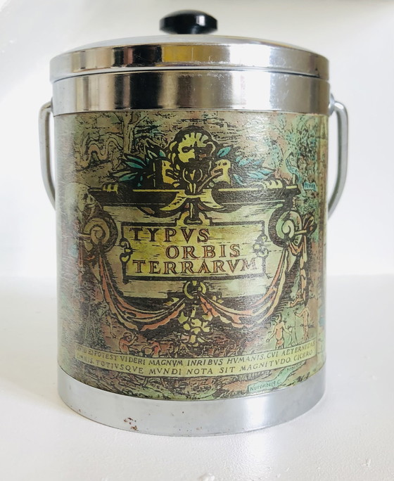 Image 1 of Secchiello per ghiaccio con mappa del mondo vintage