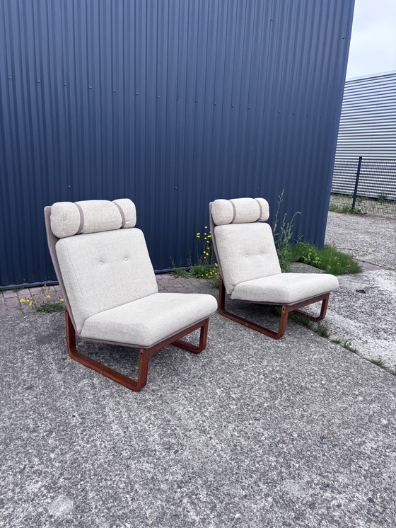 Image 1 of 2 stuks design vintage teak magnes olesen poltrona fauteuil
