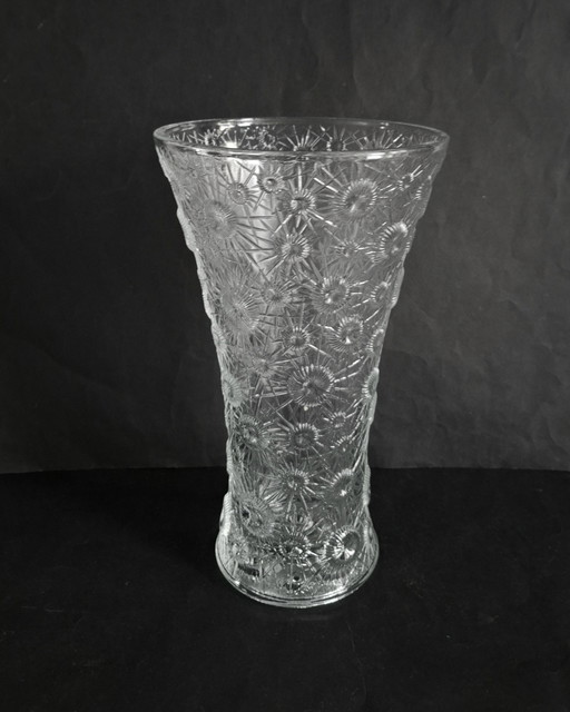 Jiŕi Ŕepásek Slo Union hoge kristallen Space Age design vaas. Type Atomic Starburst 1970.