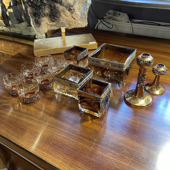 Ensemble de Verres et carafes Brutaliste Fumé par Timo Sarpaneva pour Oy Kumela Ltd, 1972, Ensemble de 12 (photo 10 of 13)