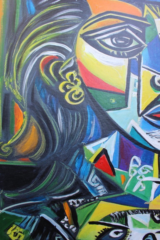 Image 1 of 1970s Cubist Oil Painting