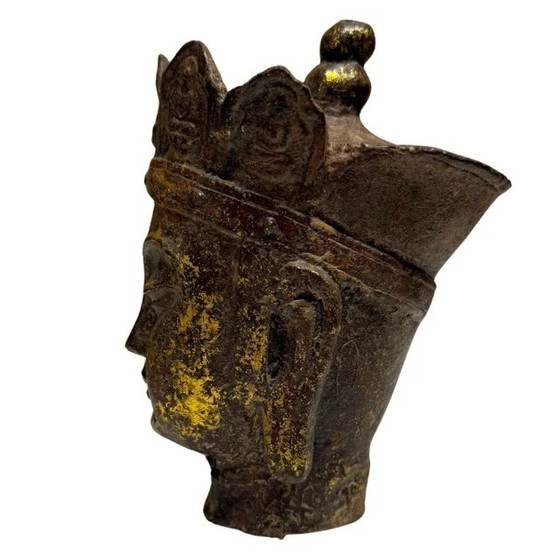 Paar Ksitigarbha (Dizang Pusa) Köpfe – Vergoldetes Gusseisen, China, 18.-19. Jahrhundert – Bildhauerei (photo 16 of 19)
