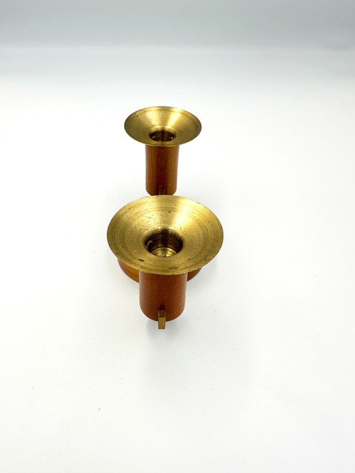 Danish Design Candlestick Teak and Brass