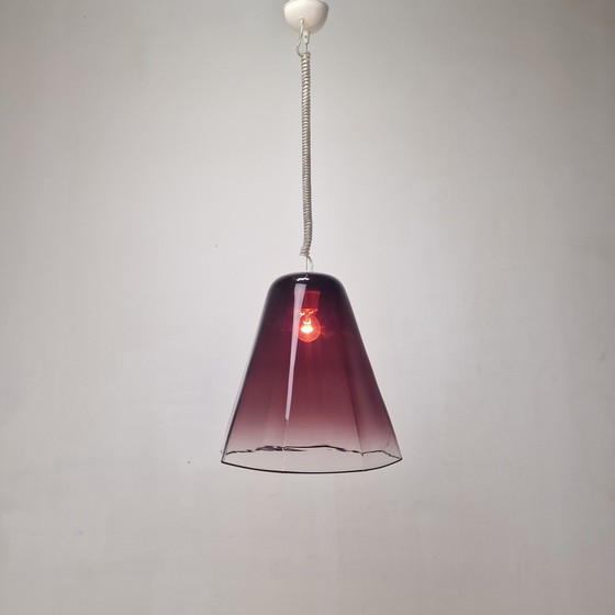 Image 1 of Italiaanse elegantie - Leucos hanglamp met transparant paars Murano glas