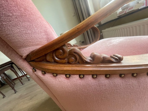 Image 1 of Set van 4 Art Deco fauteuils (ca. 1920-1950) | Opnieuw bekleed met roze fluweel