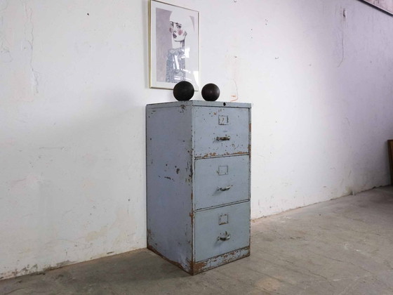Image 1 of Vintage metalen archiefkast/commode in industriële stijl