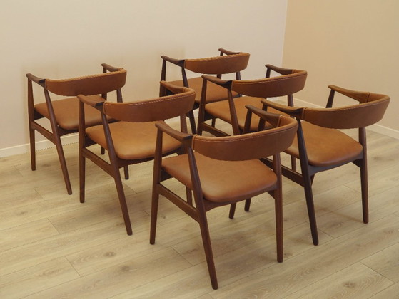 Image 1 of Set van zes teakhouten stoelen, Deens design, jaren 70, gemaakt in Denemarken.
