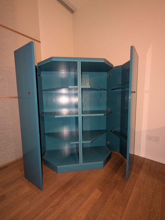 Cassina/ Simon "Bramante 2" Tall Cabinet by Kazuhide Takaha, High Boards, Metal, Wood, Blue (photo 4 of 6)