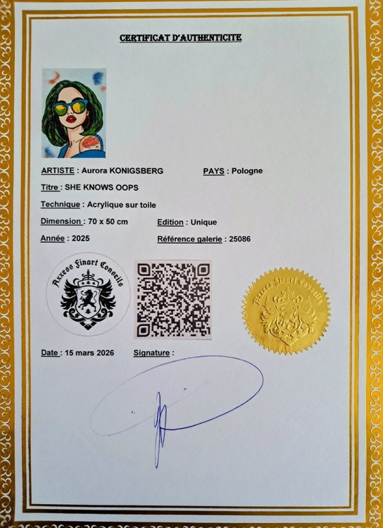 Image 1 of Aurora KONIGSBERG - Ze weet het, oeps - Schilderij van de kunstenaar