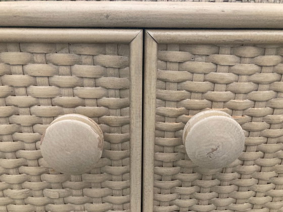 Image 1 of Vintage grote kast van bamboe en rotan, jaren 1980