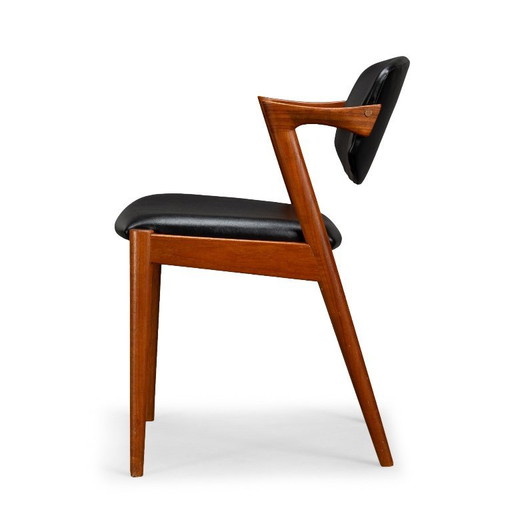 Fauteuil en teck retapissé, modèle 42, par Kai Kristiansen, années 1960