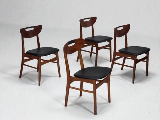 Set di 4 sedie da pranzo rivestite, design danese, anni '60.